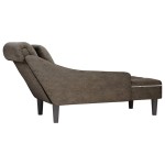 vidaXL Șezlong cu pernă și cotieră dreaptă, gri închis piele ecologică vidaXL Șezlong cu pernă și cotieră dreaptă, gri închis piele ecologică