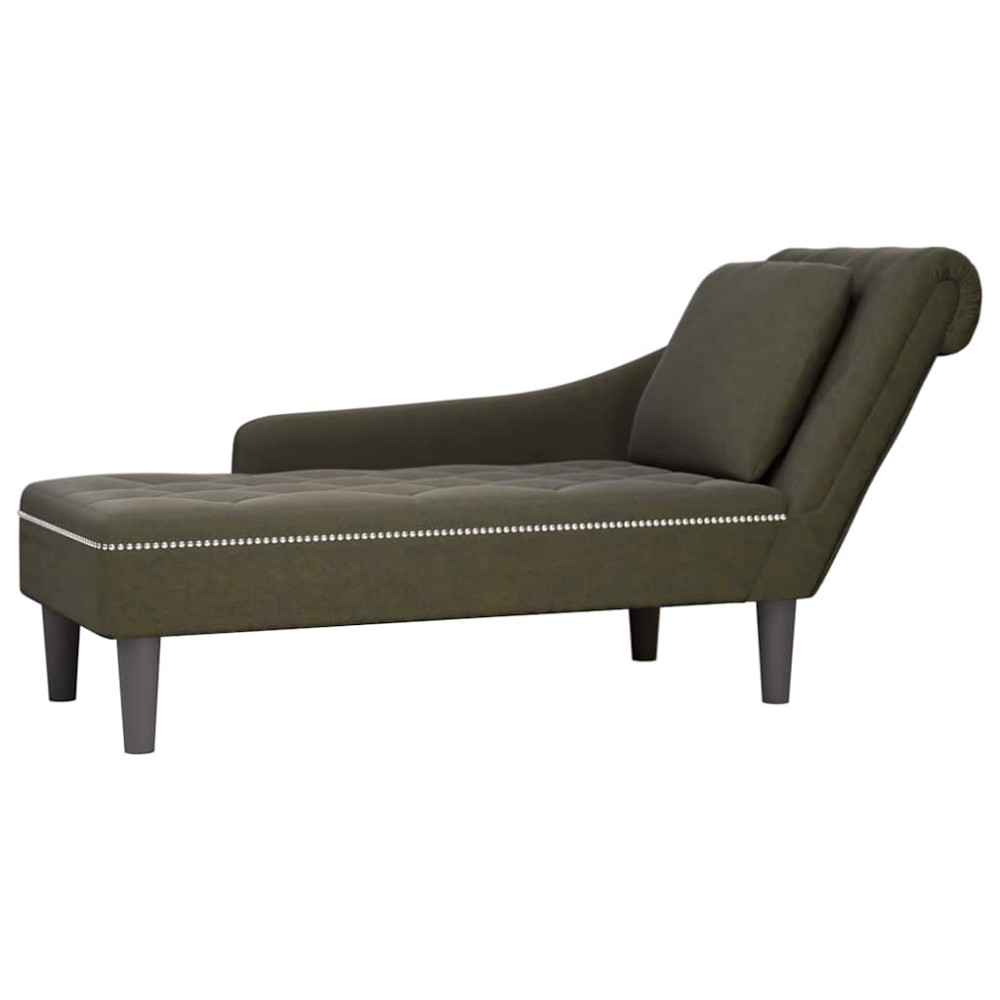 vidaXL Șezlong cu pernă și cotieră dreaptă, verde kaki piele ecologică