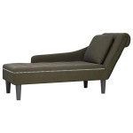 vidaXL Șezlong cu pernă și cotieră dreaptă, verde kaki piele ecologică vidaXL Șezlong cu pernă și cotieră dreaptă, verde kaki piele ecologică