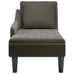 vidaXL Șezlong cu pernă și cotieră dreaptă, verde kaki piele ecologică vidaXL Șezlong cu pernă și cotieră dreaptă, verde kaki piele ecologică