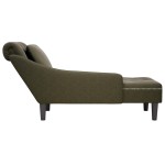 vidaXL Șezlong cu pernă și cotieră dreaptă, verde kaki piele ecologică vidaXL Șezlong cu pernă și cotieră dreaptă, verde kaki piele ecologică
