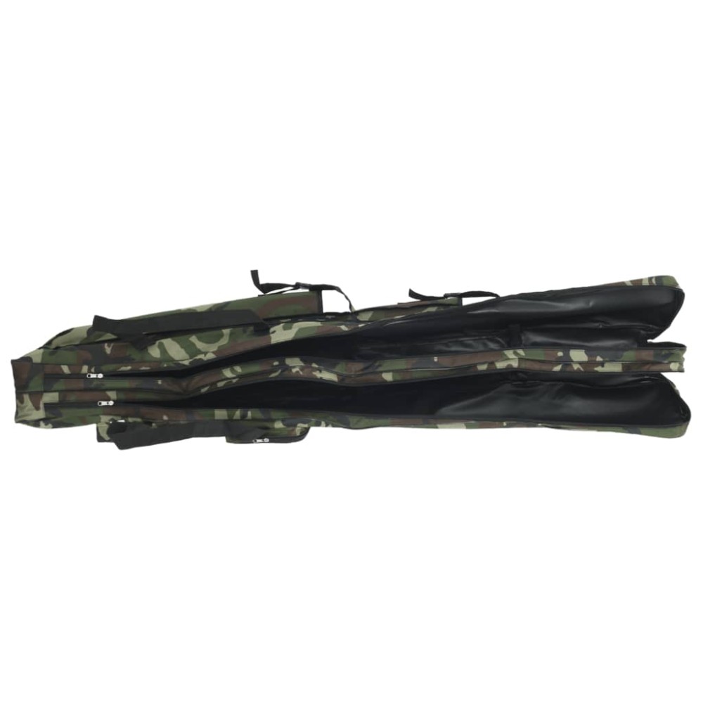 vidaXL Geantă pentru undiță, verde camuflaj, 150 cm, țesătură oxford