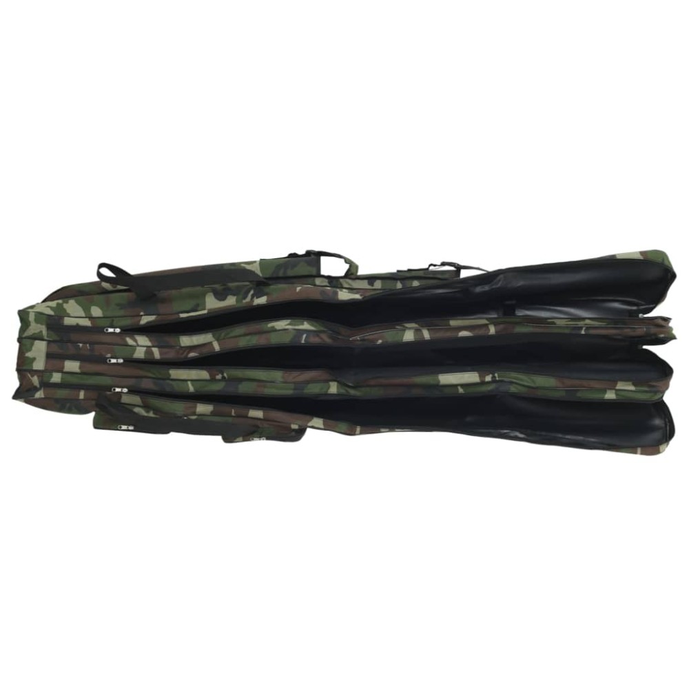 vidaXL Geantă pentru undiță, verde camuflaj, 150 cm, țesătură oxford