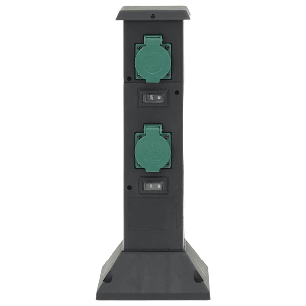 vidaXL Coloană priză de exterior cu 4 căi, negru/verde, 16x16x39,5 cm
