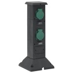 vidaXL Coloană priză de exterior cu 4 căi, negru/verde, 16x16x39,5 cm vidaXL Coloană priză de exterior cu 4 căi, negru/verde, 16x16x39,5 cm