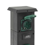 vidaXL Coloană priză de exterior cu 4 căi, negru/verde, 16x16x39,5 cm vidaXL Coloană priză de exterior cu 4 căi, negru/verde, 16x16x39,5 cm