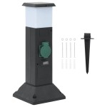 vidaXL Coloană priză de exterior cu lampă/țăruș, 2 căi, 16x16x39,5 cm vidaXL Coloană priză de exterior cu lampă/țăruș, 2 căi, 16x16x39,5 cm