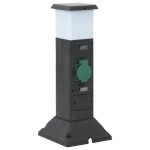 vidaXL Coloană priză de exterior cu lampă/țăruș, 2 căi, 16x16x39,5 cm vidaXL Coloană priză de exterior cu lampă/țăruș, 2 căi, 16x16x39,5 cm