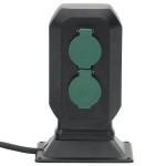 vidaXL Priză de exterior cu țăruș și 2 căi, negru/verde, 15,5x11x24 cm vidaXL Priză de exterior cu țăruș și 2 căi, negru/verde, 15,5x11x24 cm