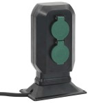 vidaXL Priză de exterior cu țăruș și 2 căi, negru/verde, 15,5x11x24 cm vidaXL Priză de exterior cu țăruș și 2 căi, negru/verde, 15,5x11x24 cm