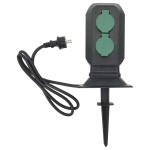 vidaXL Priză de exterior cu țăruș și 2 căi, negru/verde, 15,5x11x24 cm vidaXL Priză de exterior cu țăruș și 2 căi, negru/verde, 15,5x11x24 cm