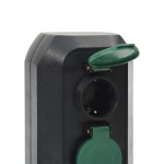 vidaXL Priză de exterior cu țăruș și 2 căi, negru/verde, 15,5x11x24 cm vidaXL Priză de exterior cu țăruș și 2 căi, negru/verde, 15,5x11x24 cm