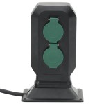 vidaXL Priză de exterior cu țăruș și 4 căi, negru/verde, 15,5x11x24 cm vidaXL Priză de exterior cu țăruș și 4 căi, negru/verde, 15,5x11x24 cm