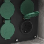 vidaXL Priză de exterior cu țăruș și 4 căi, gri aspect piatră vidaXL Priză de exterior cu țăruș și 4 căi, gri aspect piatră