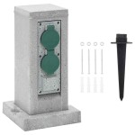 vidaXL Priză de exterior cu țăruș și 4 căi, gri piatră, 16x16x29,5 cm vidaXL Priză de exterior cu țăruș și 4 căi, gri piatră, 16x16x29,5 cm