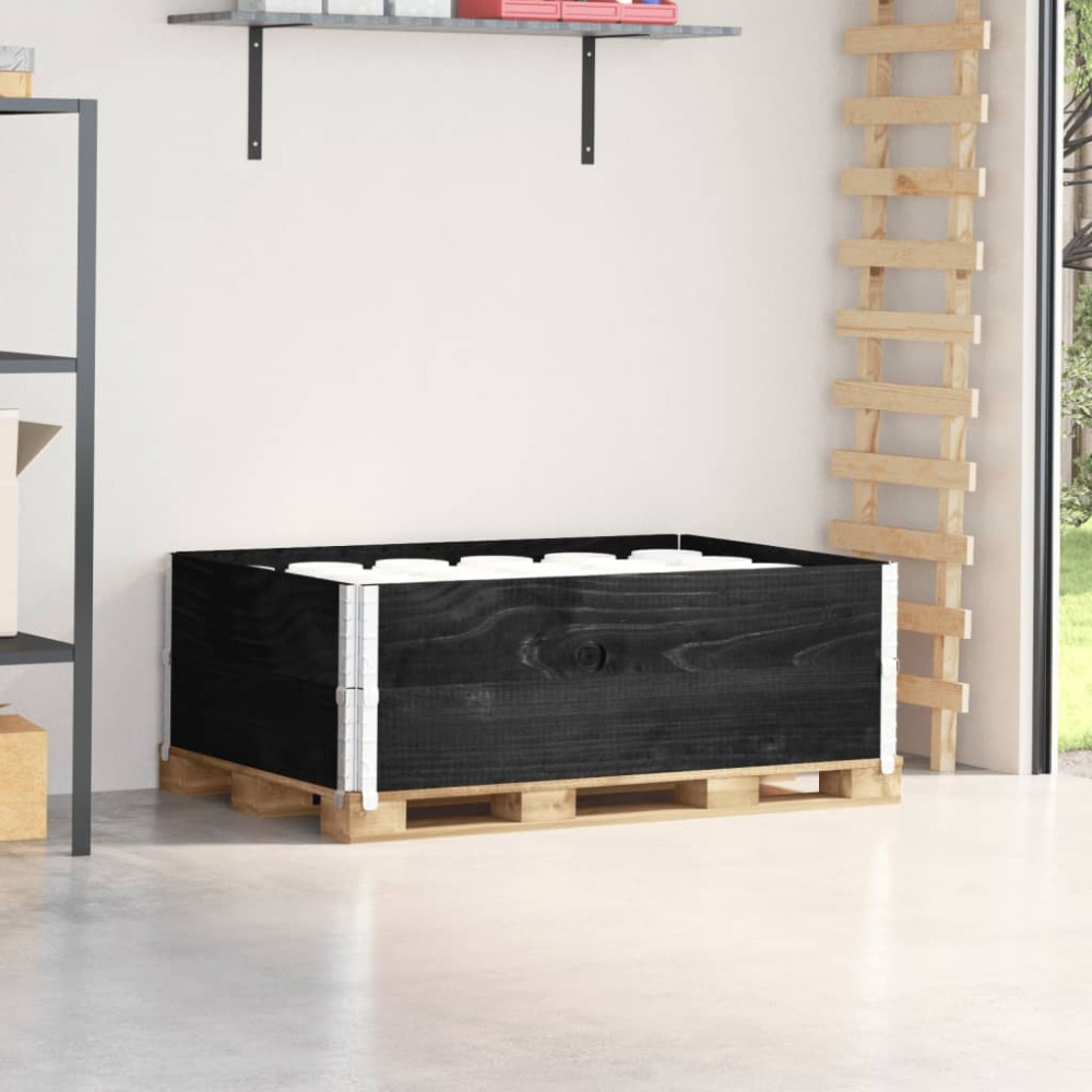 vidaXL Rame pentru paleți, 2 buc., negru, 120x80 cm, lemn masiv pin