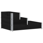vidaXL Strat înălțat cu 3 niveluri, negru, 120x80 cm, lemn masiv pin