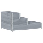 vidaXL Strat înălțat cu 3 niveluri, gri, 120x80 cm, lemn masiv pin