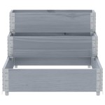 vidaXL Strat înălțat cu 3 niveluri, gri, 120x80 cm, lemn masiv pin