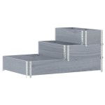vidaXL Strat înălțat cu 3 niveluri, gri, 120x80 cm, lemn masiv pin