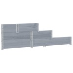 vidaXL Strat înălțat cu 3 niveluri, gri, 120x80 cm, lemn masiv pin