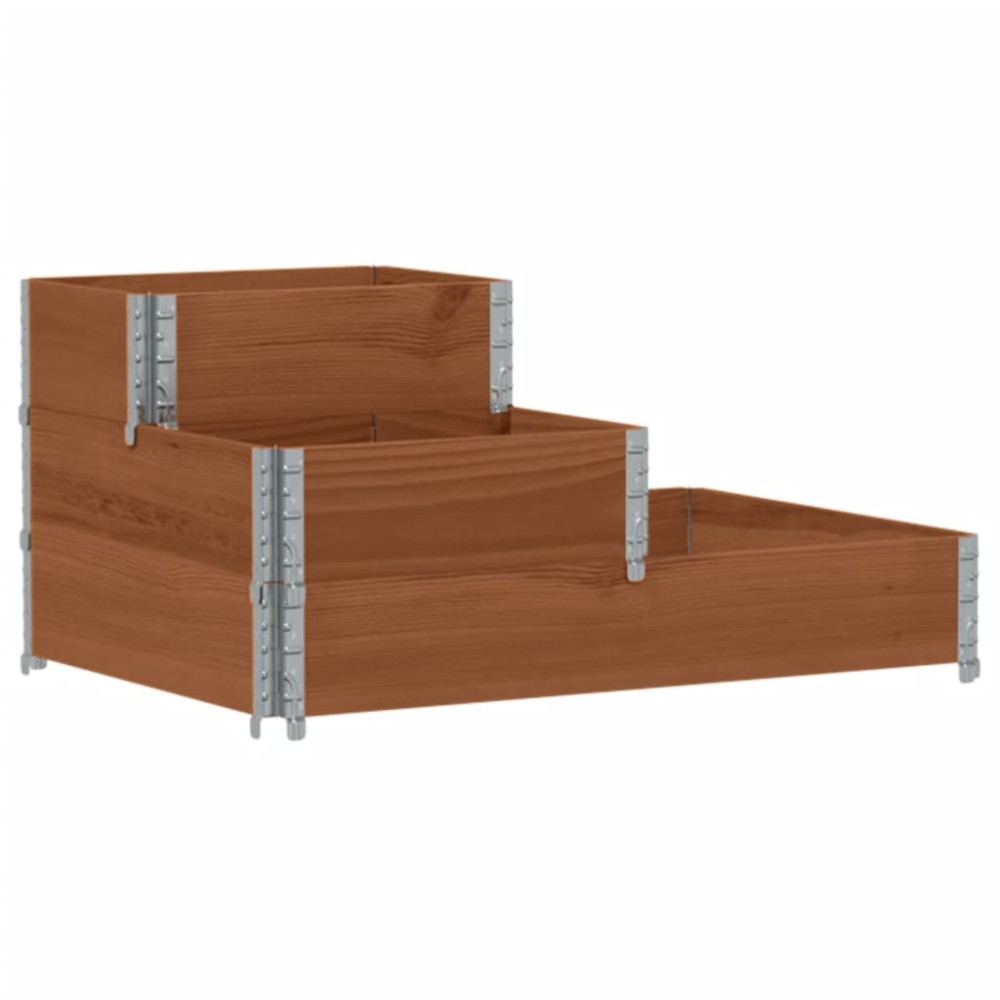 vidaXL Strat înălțat cu 3 niveluri, maro, 120x80 cm, lemn masiv pin