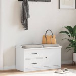 vidaXL Bancă pentru hol „SANDNES” albă 87x40x50 cm, lemn masiv de pin