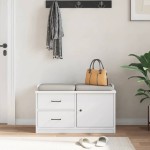 vidaXL Bancă pentru hol „SANDNES” albă 87x40x50 cm, lemn masiv de pin
