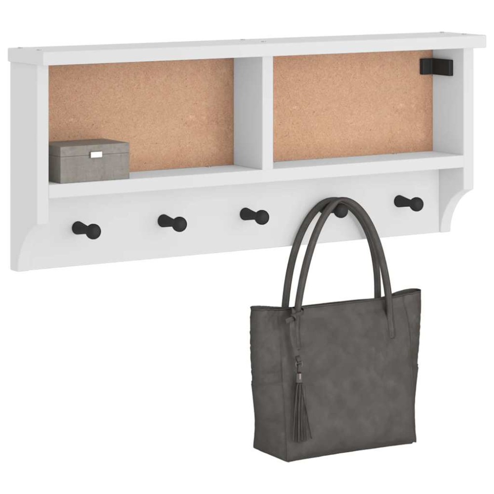 vidaXL Suport pentru haine "SANDNES" alb 87x12x35 cm lemn masiv de pin