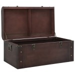 vidaXL Cufăr de comori cu zăvoare maro închis 79,5x39,5x39,5 cm placaj vidaXL Cufăr de comori cu zăvoare maro închis 79,5x39,5x39,5 cm placaj