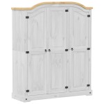vidaXL Șifonier „Corona”, alb, 151,5x52x186 cm, lemn masiv de pin vidaXL Șifonier „Corona”, alb, 151,5x52x186 cm, lemn masiv de pin