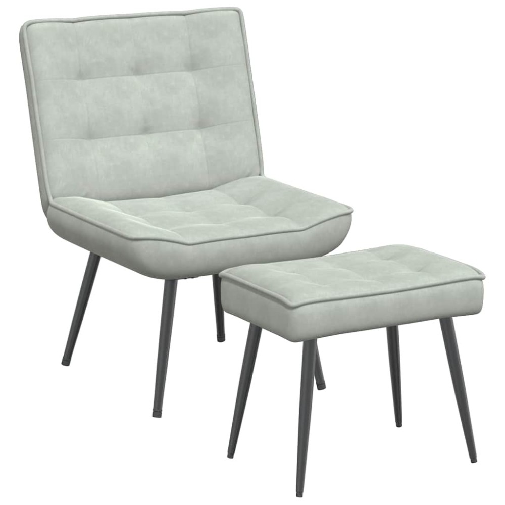 vidaXL Scaun de relaxare cu taburet, gri deschis, catifea