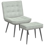 vidaXL Scaun de relaxare cu taburet, gri deschis, catifea vidaXL Scaun de relaxare cu taburet, gri deschis, catifea