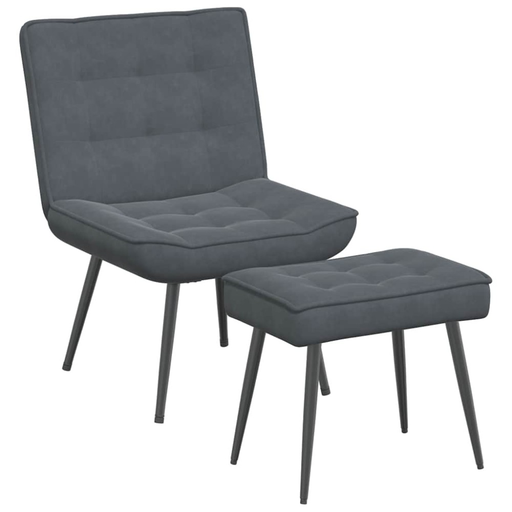 vidaXL Scaun de relaxare cu taburet, gri închis, catifea