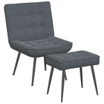 vidaXL Scaun de relaxare cu taburet, gri închis, catifea vidaXL Scaun de relaxare cu taburet, gri închis, catifea