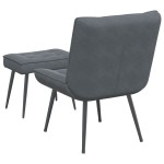vidaXL Scaun de relaxare cu taburet, gri închis, catifea vidaXL Scaun de relaxare cu taburet, gri închis, catifea