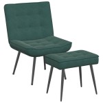 vidaXL Scaun de relaxare cu taburet, verde închis, catifea vidaXL Scaun de relaxare cu taburet, verde închis, catifea