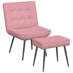 vidaXL Scaun de relaxare cu taburet, roz, catifea