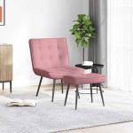 vidaXL Scaun de relaxare cu taburet, roz, catifea