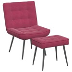 vidaXL Scaun de relaxare cu taburet, roșu vin, catifea vidaXL Scaun de relaxare cu taburet, roșu vin, catifea