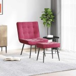 vidaXL Scaun de relaxare cu taburet, roșu vin, catifea vidaXL Scaun de relaxare cu taburet, roșu vin, catifea