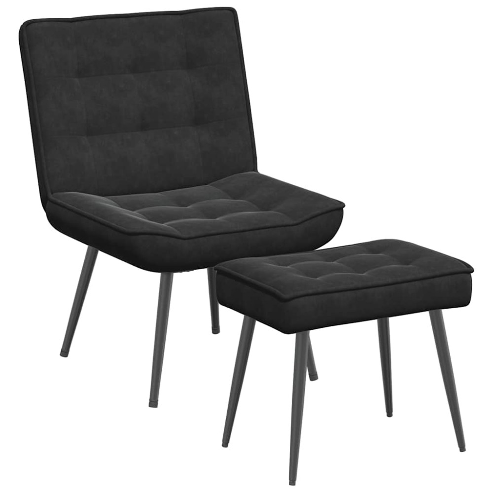 vidaXL Scaun de relaxare cu taburet, negru, catifea
