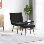 vidaXL Scaun de relaxare cu taburet, negru, catifea vidaXL Scaun de relaxare cu taburet, negru, catifea