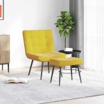 vidaXL Scaun de relaxare cu scaun catifea galbenă vidaXL Scaun de relaxare cu scaun catifea galbenă
