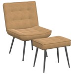 vidaXL Scaun de relaxare cu taburet, maro, catifea vidaXL Scaun de relaxare cu taburet, maro, catifea