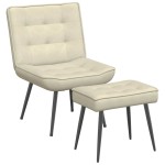 vidaXL Scaun de relaxare cu scaun catifea crem vidaXL Scaun de relaxare cu scaun catifea crem