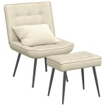 vidaXL Scaun de relaxare cu scaun catifea crem vidaXL Scaun de relaxare cu scaun catifea crem
