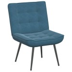 vidaXL Scaun de relaxare cu taburet, albastru, catifea vidaXL Scaun de relaxare cu taburet, albastru, catifea