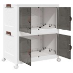 vidaXL Cutie de depozitare stivuită cu roți 2 niveluri 75 L 64x40x76cm vidaXL Cutie de depozitare stivuită cu roți 2 niveluri 75 L 64x40x76cm
