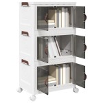 vidaXL Cutie de depozitare stivuită cu roți 28 L 48,5x29,5x86 cm vidaXL Cutie de depozitare stivuită cu roți 28 L 48,5x29,5x86 cm